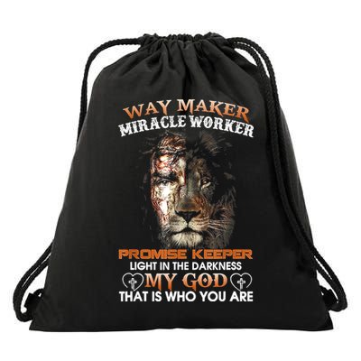 Way Maker Miracle Worker Promise Keeper Light Jesus Lion Drawstring Bag