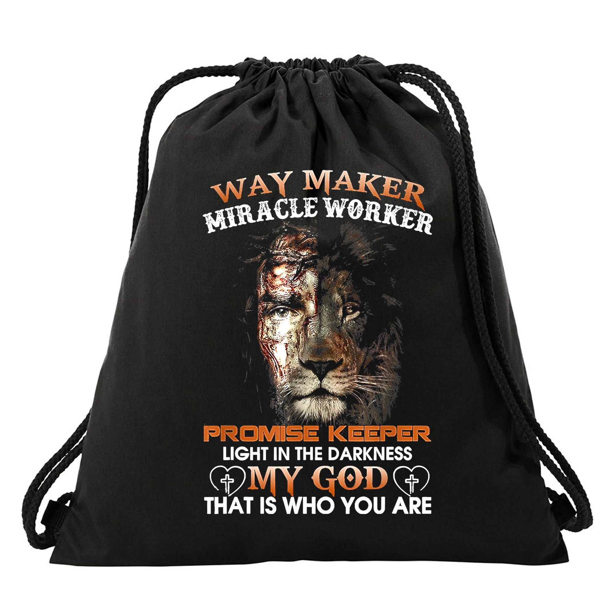 Way Maker Miracle Worker Promise Keeper Light Jesus Lion Drawstring Bag