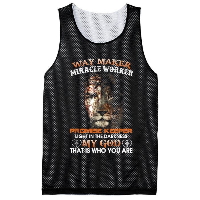 Way Maker Miracle Worker Promise Keeper Light Jesus Lion Mesh Reversible Basketball Jersey Tank