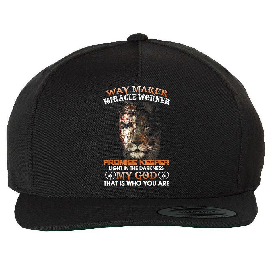 Way Maker Miracle Worker Promise Keeper Light Jesus Lion Wool Snapback Cap