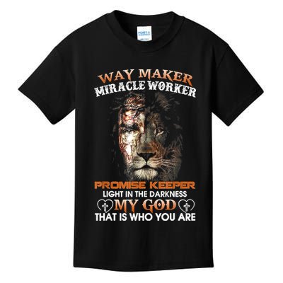 Way Maker Miracle Worker Promise Keeper Light Jesus Lion Kids T-Shirt