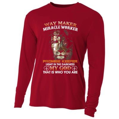 Way Maker Miracle Worker Promise Keeper Light Jesus Lion Cooling Performance Long Sleeve Crew