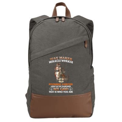 Way Maker Miracle Worker Promise Keeper Light Jesus Lion Cotton Canvas Backpack