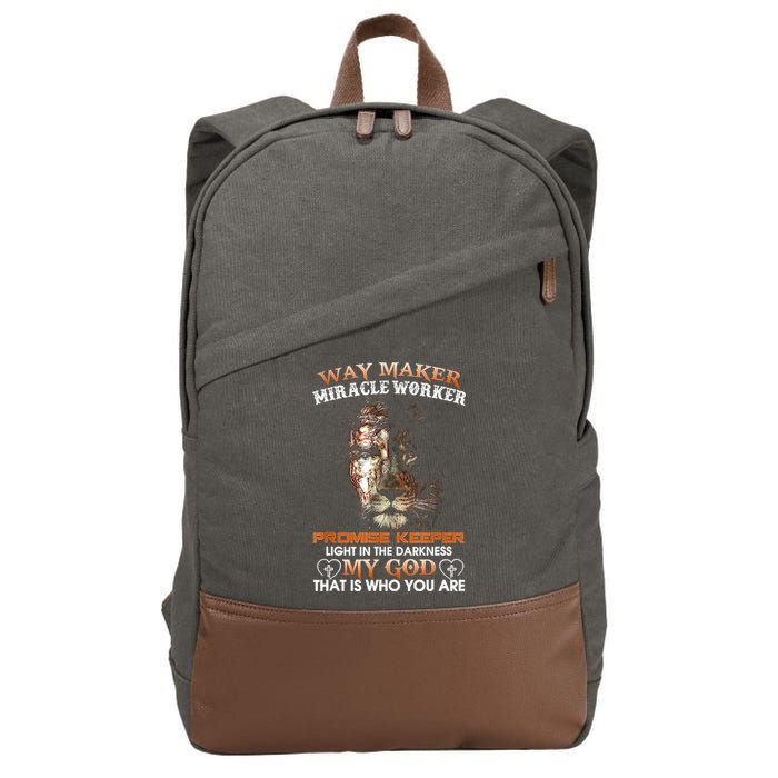 Way Maker Miracle Worker Promise Keeper Light Jesus Lion Cotton Canvas Backpack