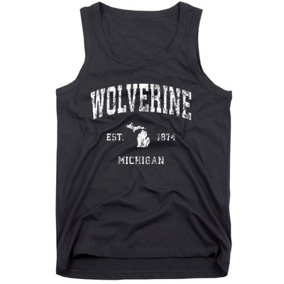 Wolverine Michigan MI Vintage Athletic Sports Design Tank Top