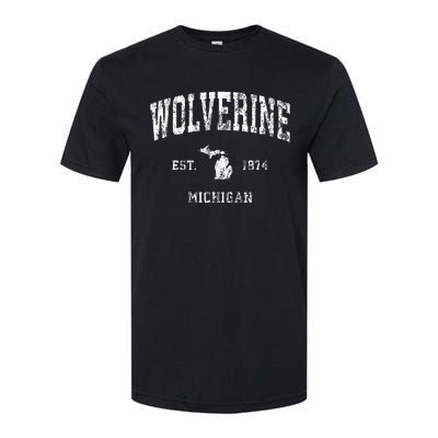 Wolverine Michigan MI Vintage Athletic Sports Design Softstyle CVC T-Shirt