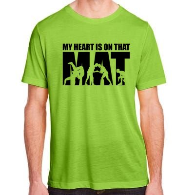 Wrestling Mother My Heart Is On That Mat Wrestling Gift Adult ChromaSoft Performance T-Shirt