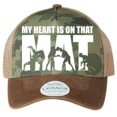 Wrestling Mother My Heart Is On That Mat Wrestling Gift Legacy Tie Dye Trucker Hat