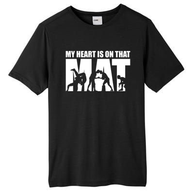 Wrestling Mother My Heart Is On That Mat Wrestling Gift Tall Fusion ChromaSoft Performance T-Shirt