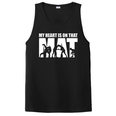 Wrestling Mother My Heart Is On That Mat Wrestling Gift PosiCharge Competitor Tank