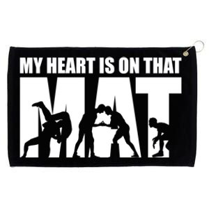 Wrestling Mother My Heart Is On That Mat Wrestling Gift Grommeted Golf Towel