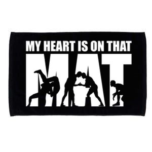 Wrestling Mother My Heart Is On That Mat Wrestling Gift Microfiber Hand Towel