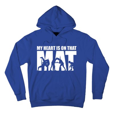 Wrestling Mother My Heart Is On That Mat Wrestling Gift Hoodie