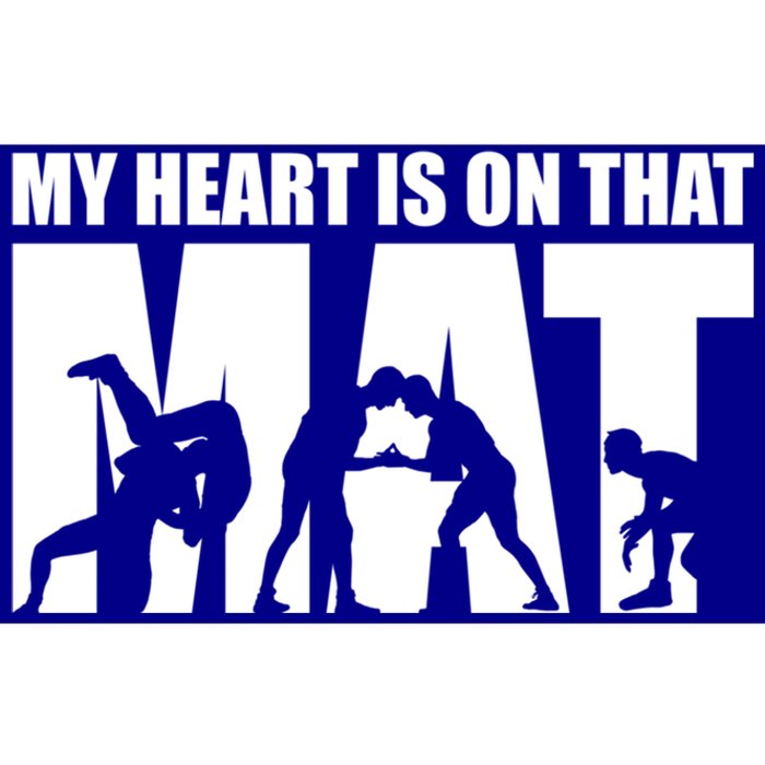 Wrestling Mother My Heart Is On That Mat Wrestling Gift Bumper Sticker