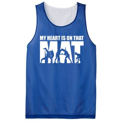 Wrestling Mother My Heart Is On That Mat Wrestling Gift Mesh Reversible Basketball Jersey Tank