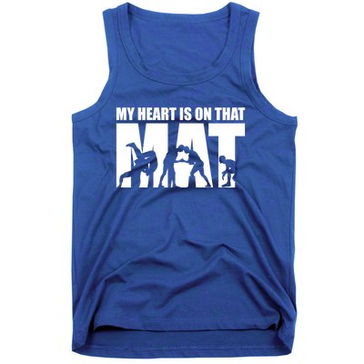 Wrestling Mother My Heart Is On That Mat Wrestling Gift Tank Top