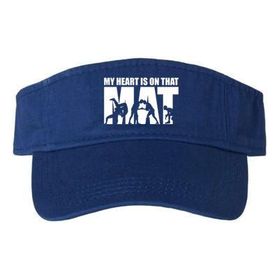 Wrestling Mother My Heart Is On That Mat Wrestling Gift Valucap Bio-Washed Visor