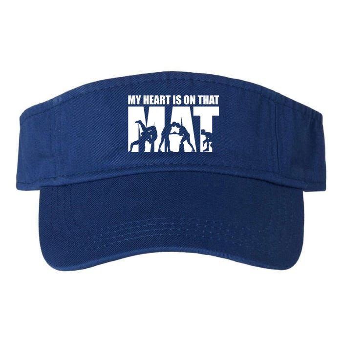 Wrestling Mother My Heart Is On That Mat Wrestling Gift Valucap Bio-Washed Visor