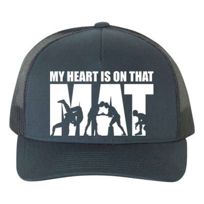 Wrestling Mother My Heart Is On That Mat Wrestling Gift Yupoong Adult 5-Panel Trucker Hat