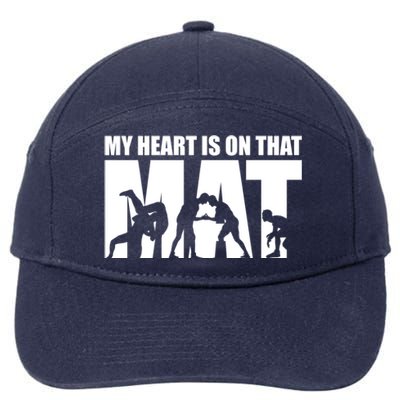 Wrestling Mother My Heart Is On That Mat Wrestling Gift 7-Panel Snapback Hat