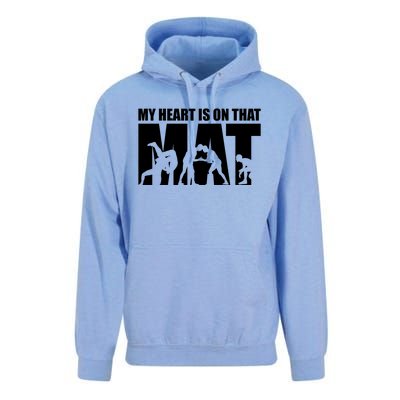 Wrestling Mother My Heart Is On That Mat Wrestling Gift Unisex Surf Hoodie