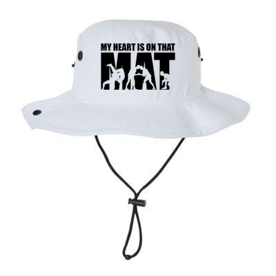 Wrestling Mother My Heart Is On That Mat Wrestling Gift Legacy Cool Fit Booney Bucket Hat