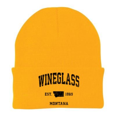 Wineglass Montana Mt Vintage Athletic Sports Knit Cap Winter Beanie