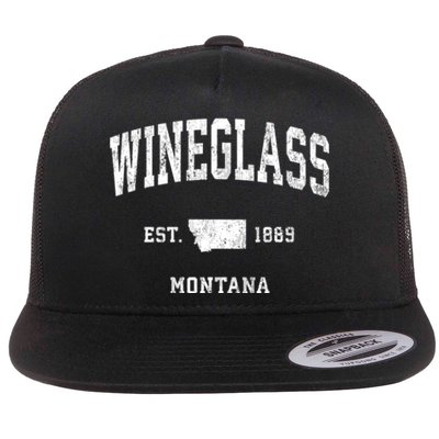 Wineglass Montana Mt Vintage Athletic Sports Flat Bill Trucker Hat