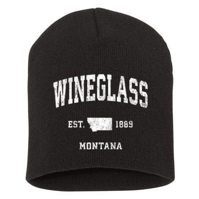 Wineglass Montana Mt Vintage Athletic Sports Short Acrylic Beanie