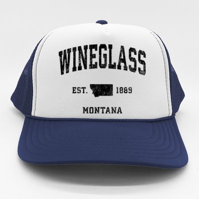 Wineglass Montana Mt Vintage Athletic Sports Trucker Hat