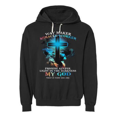 Way Maker Miracle Worker Jesus Lion Garment-Dyed Fleece Hoodie