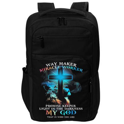 Way Maker Miracle Worker Jesus Lion Impact Tech Backpack