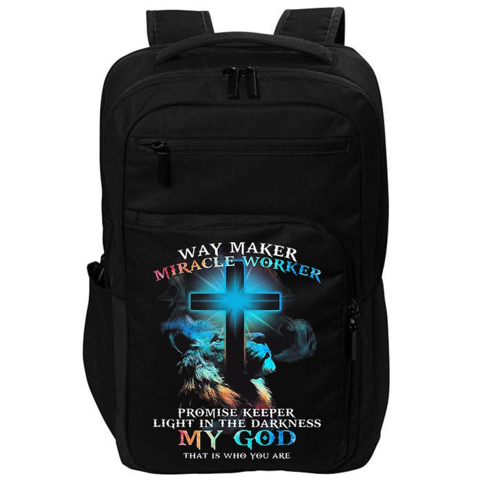Way Maker Miracle Worker Jesus Lion Impact Tech Backpack