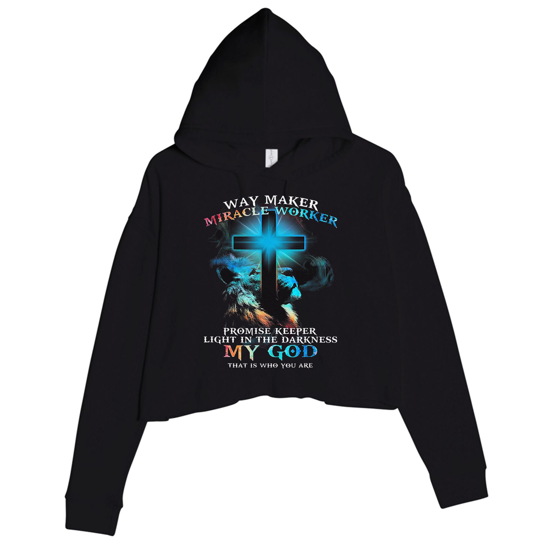 Way Maker Miracle Worker Jesus Lion Crop Fleece Hoodie