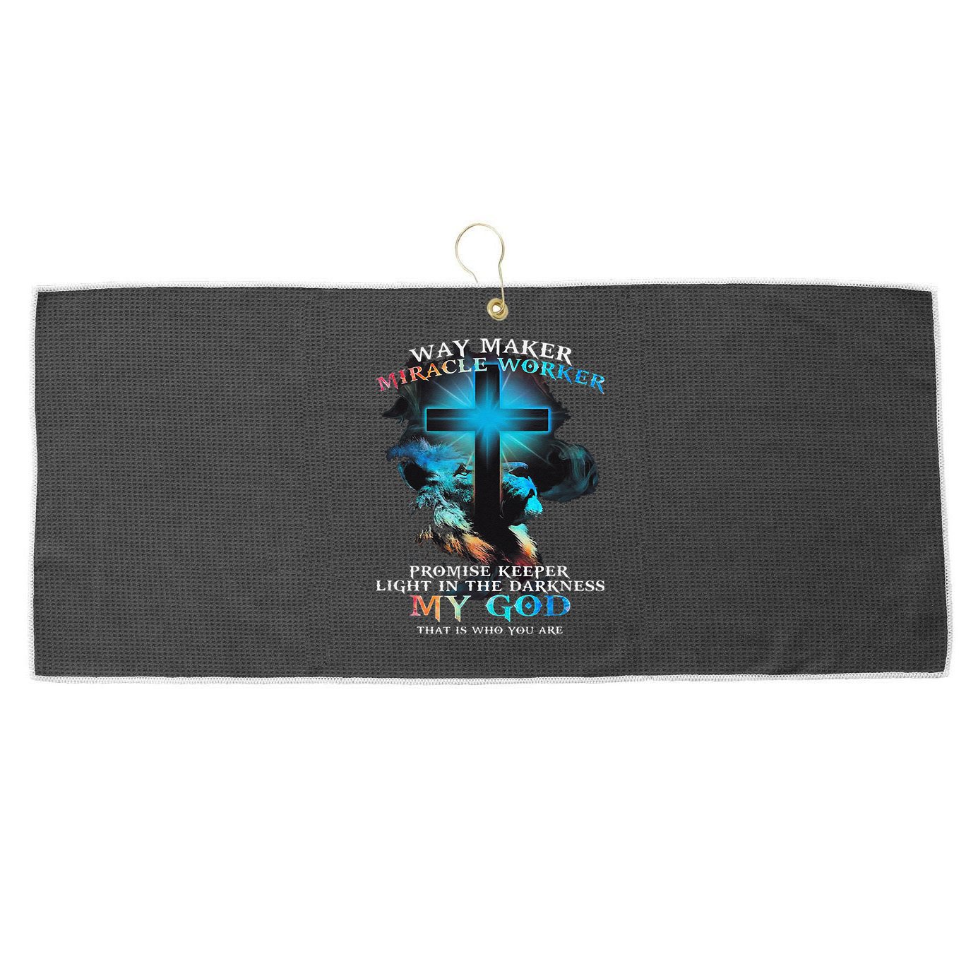 Way Maker Miracle Worker Jesus Lion Large Microfiber Waffle Golf Towel