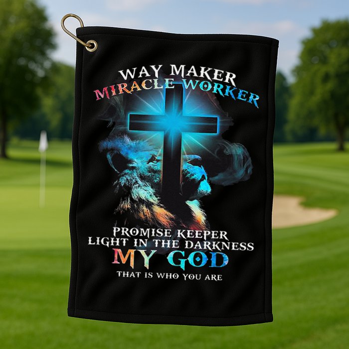 Way Maker Miracle Worker Jesus Lion Golf Towel