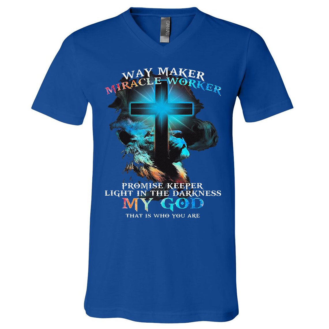 Way Maker Miracle Worker Jesus Lion V-Neck T-Shirt