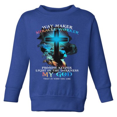 Way Maker Miracle Worker Jesus Lion Toddler Sweatshirt