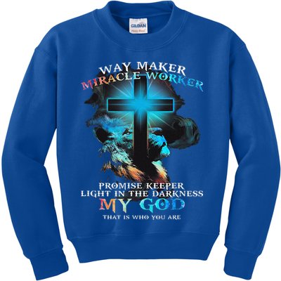 Way Maker Miracle Worker Jesus Lion Kids Sweatshirt