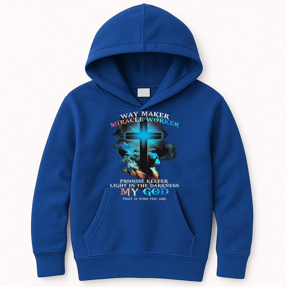 Way Maker Miracle Worker Jesus Lion Kids Hoodie