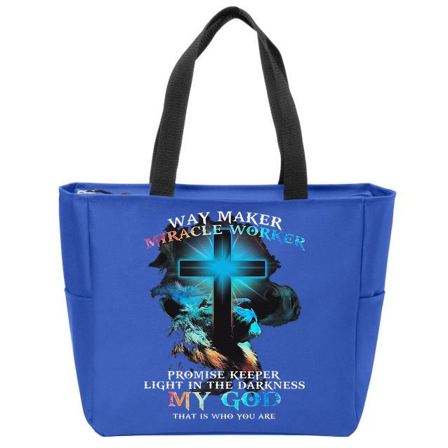 Way Maker Miracle Worker Jesus Lion Zip Tote Bag