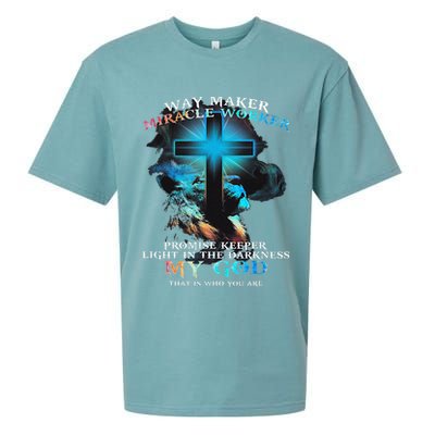 Way Maker Miracle Worker Jesus Lion Sueded Cloud Jersey T-Shirt