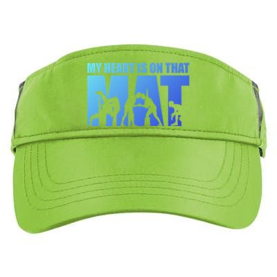 Wrestling Mother My Heart Is On That Mat Wrestling Gift Adult Drive Performance Visor