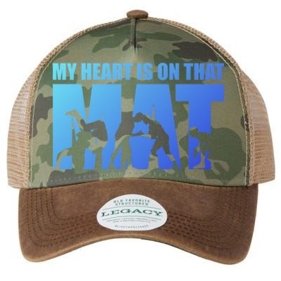 Wrestling Mother My Heart Is On That Mat Wrestling Gift Legacy Tie Dye Trucker Hat