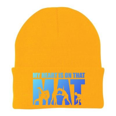 Wrestling Mother My Heart Is On That Mat Wrestling Gift Knit Cap Winter Beanie