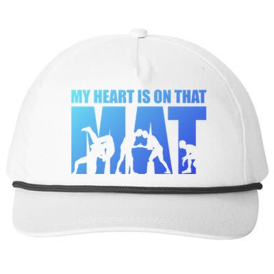 Wrestling Mother My Heart Is On That Mat Wrestling Gift Snapback Five-Panel Rope Hat