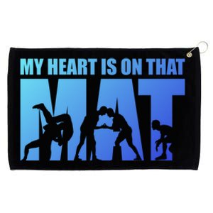 Wrestling Mother My Heart Is On That Mat Wrestling Gift Grommeted Golf Towel