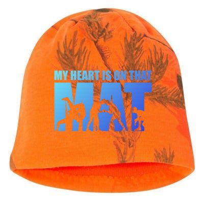 Wrestling Mother My Heart Is On That Mat Wrestling Gift Kati - Camo Knit Beanie