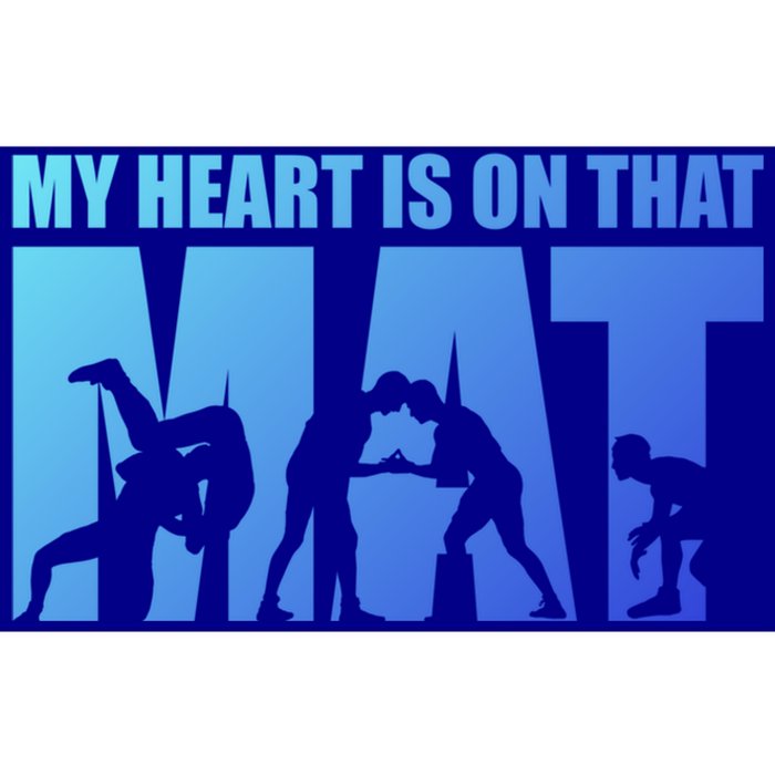 Wrestling Mother My Heart Is On That Mat Wrestling Gift Bumper Sticker