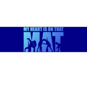 Wrestling Mother My Heart Is On That Mat Wrestling Gift Bumper Sticker